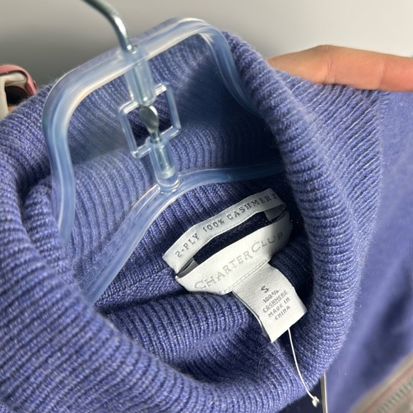 NWT Charter Club 2-Ply Cashmere Turtleneck Sweater Purple Small Quiet Luxury - Picture 6 of 8